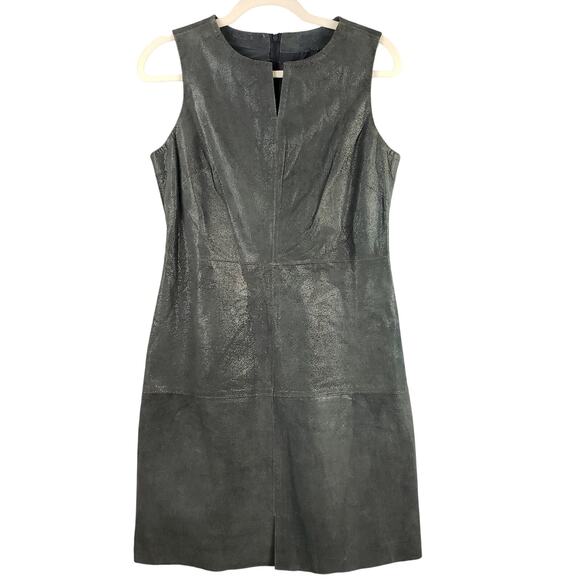 For Joseph Suede Size M Sleeveless Leather Shimmer Sheath Dress Gray 90s Y2K - Picture 1 of 13